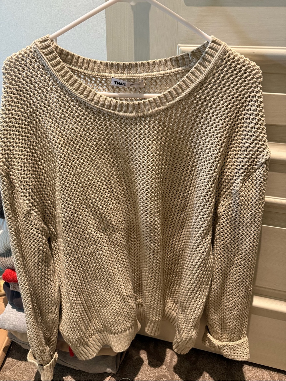 TNA Beige Open-Knit Sweater